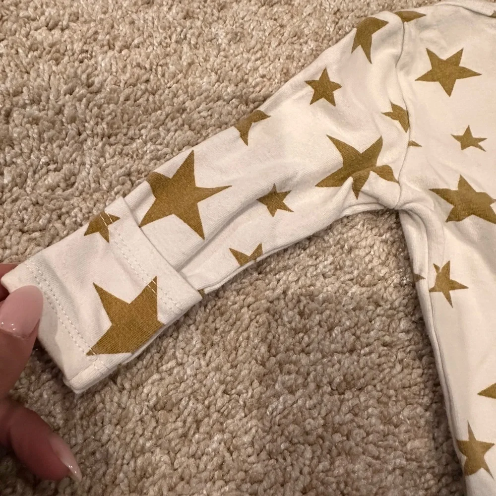 Designer- Angel Dear White and Gold Star Kids Footie